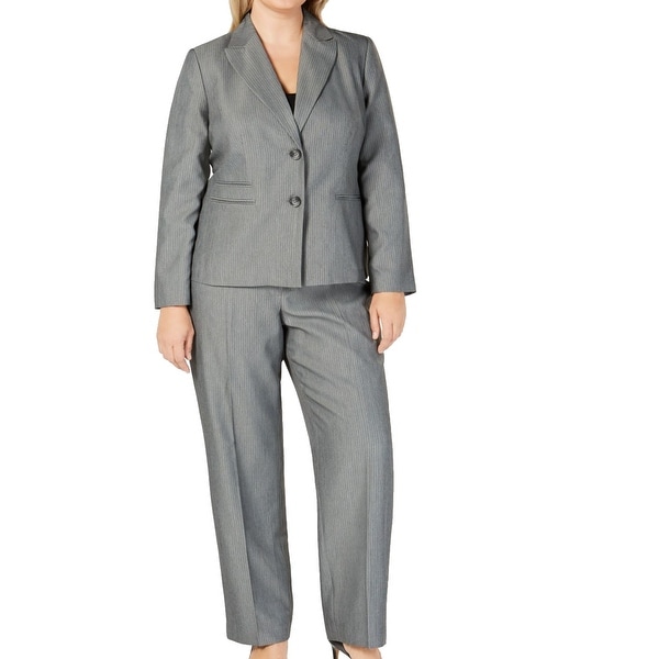 Le Suit Women's Pant Suit Plus Notch Collar Stripe. Opens flyout.