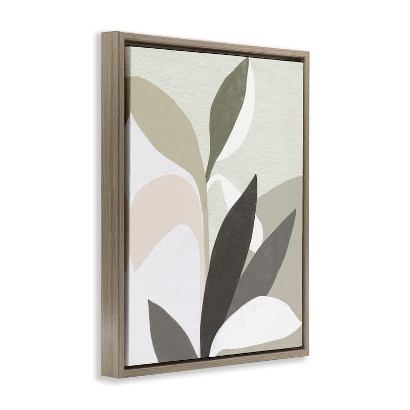 Stupell Organic Soft Leaf Shapes Framed Floater Canvas Wall Art Design By June Erica Vess