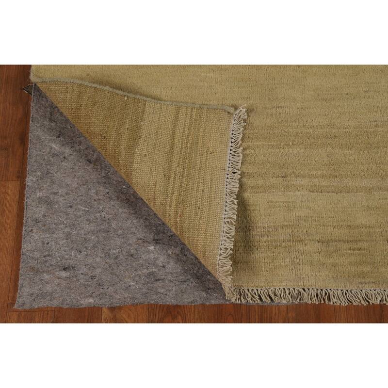 Contemporary Gabbeh Oriental Area Rug Handmade Green Wool Carpet - 6'5" x 9'7"