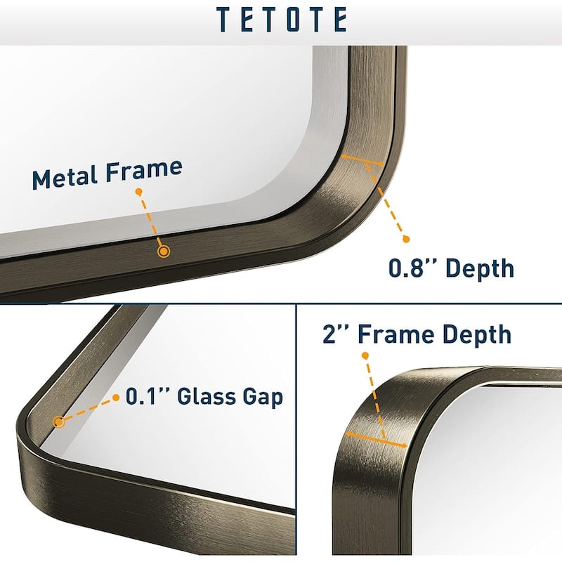 TETOTE Bathroom Vanity Mirror Modern Metal Frame Wall Mounted