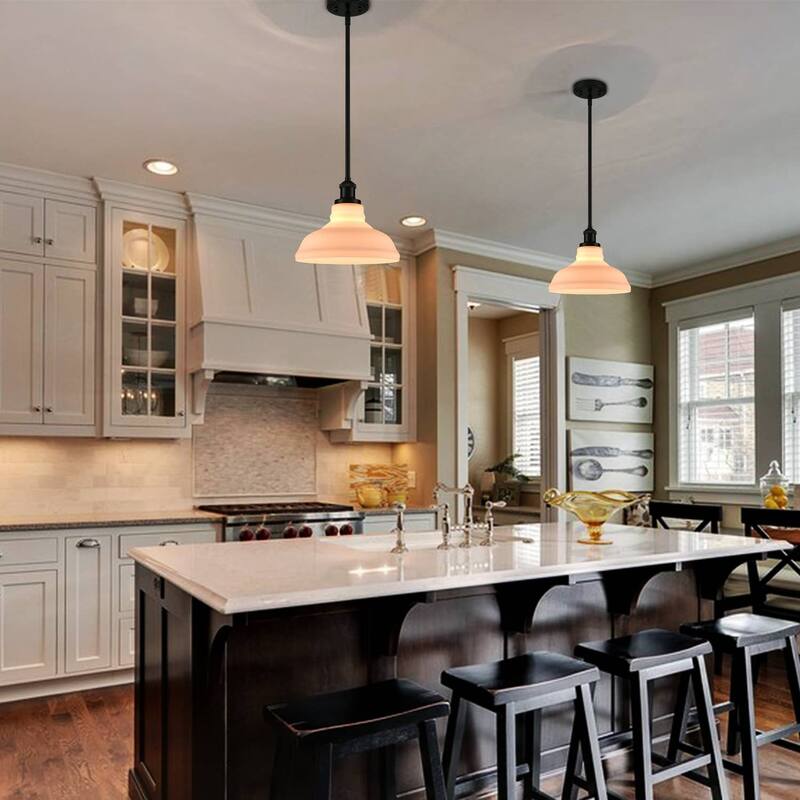 Lucca Industrial Island Pendant Light with Barn Glass Shade