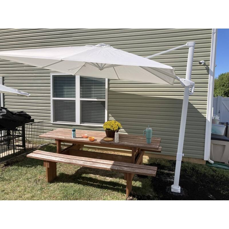 PURPLE LEAF 10 x 13 ft White Cantilever Patio Umbrella with 360 Degree Rotation
