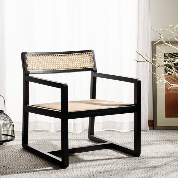 slide 2 of 10, SAFAVIEH Lula Cane Accent Chair - 27.8" x 25.5" x 29.3" 27.8" x 25.5" x 29.3" - Black