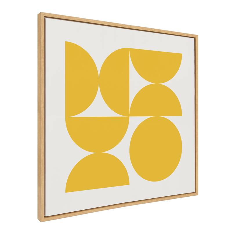 Kate and Laurel Sylvie Bold Vintage Geometric Sunshine Yellow Framed Canvas by The Creative Bunch Studio - 30x30 - Plastic - Natural