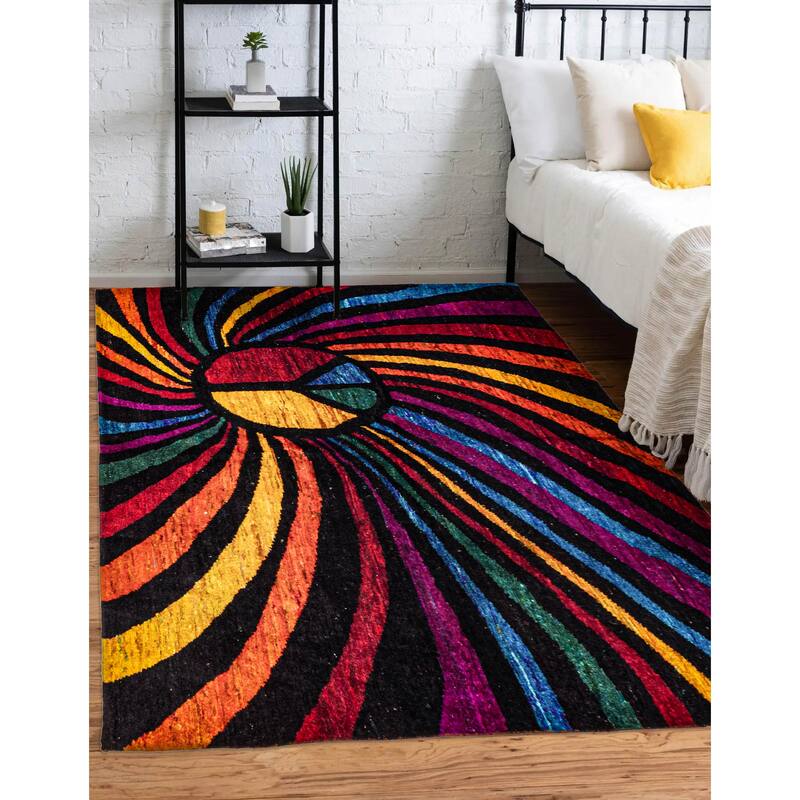 ECARPETGALLERY Hand-knotted Opulence Multi Color Silk Rug - 5'1 x 7'0