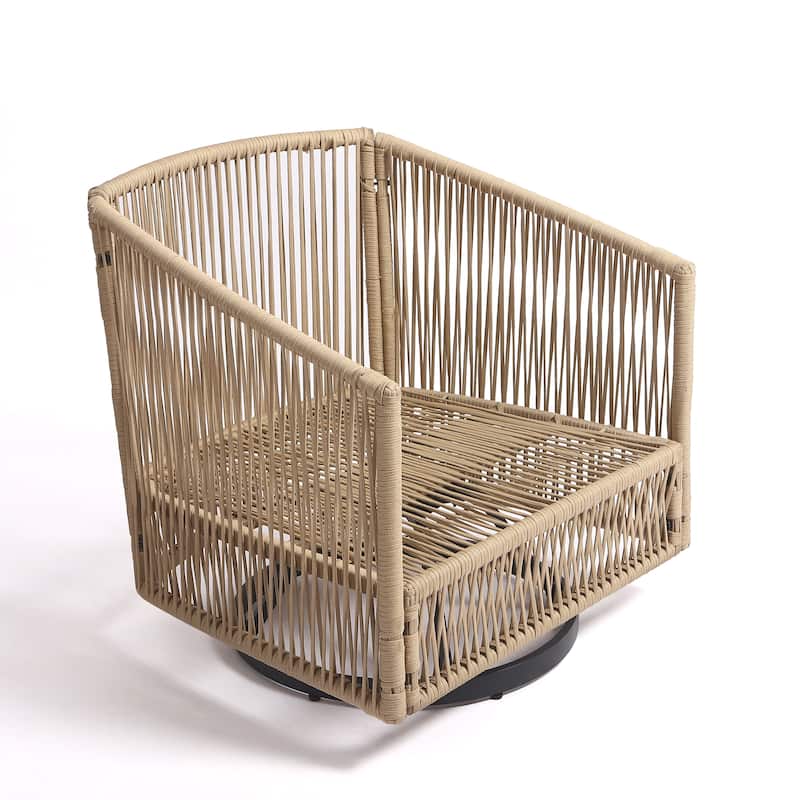 3-piece Cushioned Swivel Patio Wicker Furniture Set Outdoor Rattan Bistro Set.