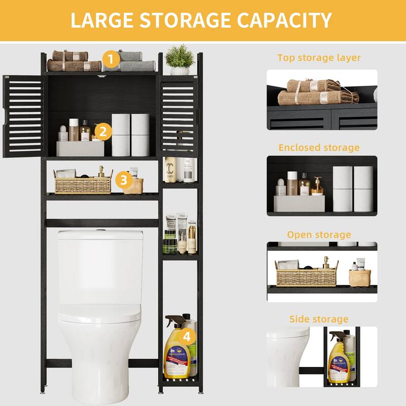 Bathroom Over-the-Toilet Storage Bamboo Over-the-Toilet Cabinet with Shelf