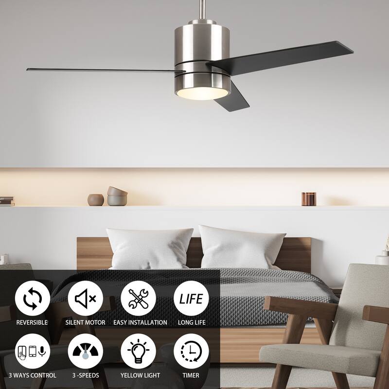Aurora 52-inch Indoor Smart Ceiling Fan with Light Kit and Wall Control, Works with Alexa/Google Home/Siri