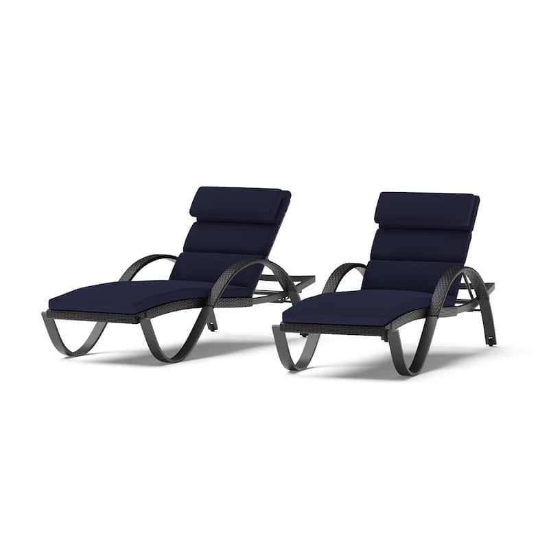 Deco 2 Aluminum Outdoor Patio Chaise Lounges Set - Sunbrella Navy Blue