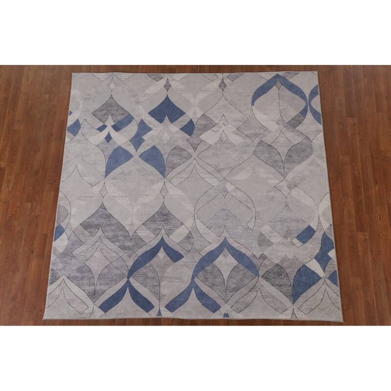 Grey Contemporary Printed Rug Oriental Machine-Made Washable Home Decor Carpet
