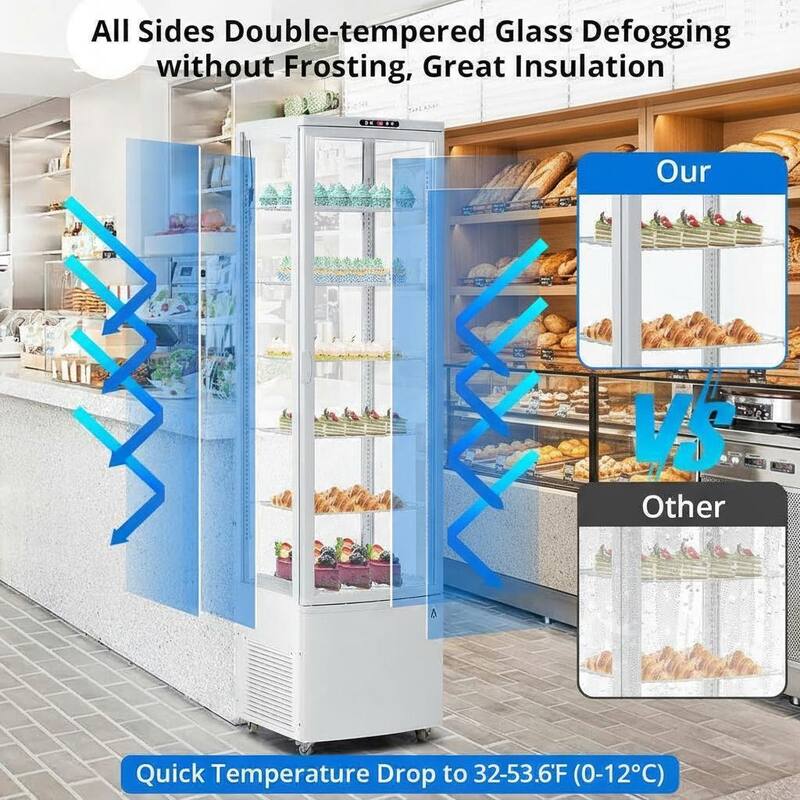 10.5 Cu.Ft Rolling Commercial Refrigerator Display Case, With LED Light