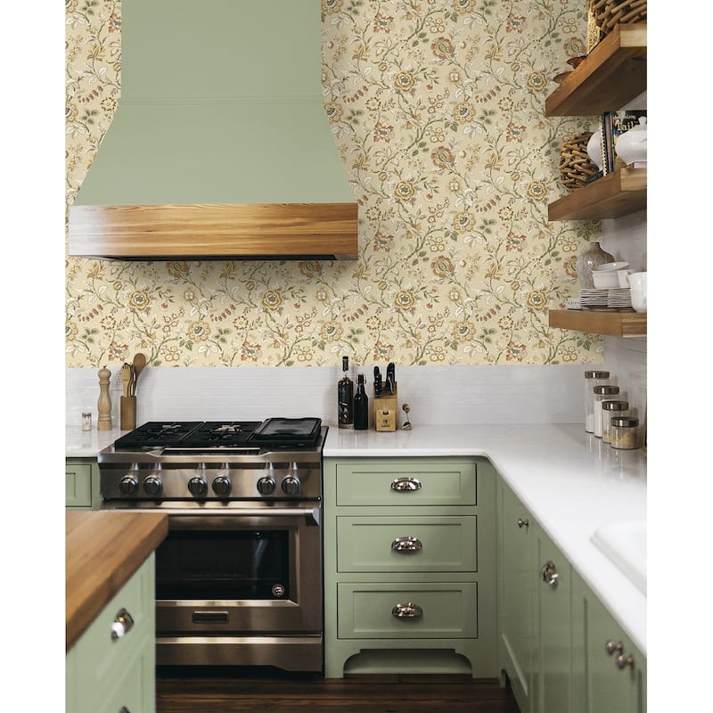 Stacy Garcia Home Jacobean Floral Trail Peel and Stick Wallpaper
