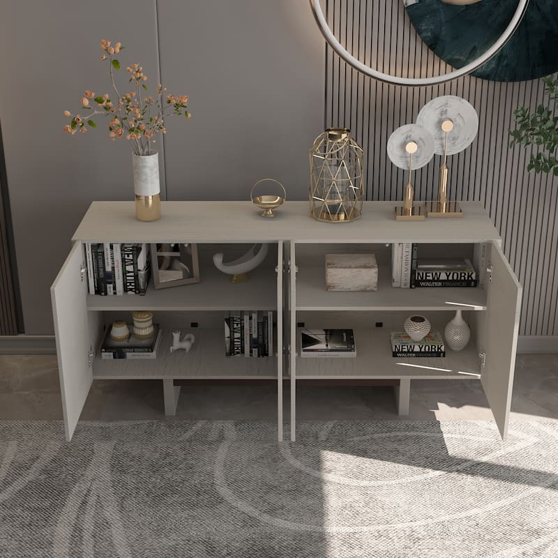 Clihome 63" Modern Buffet Accent Storage Cabinet with 4 Door