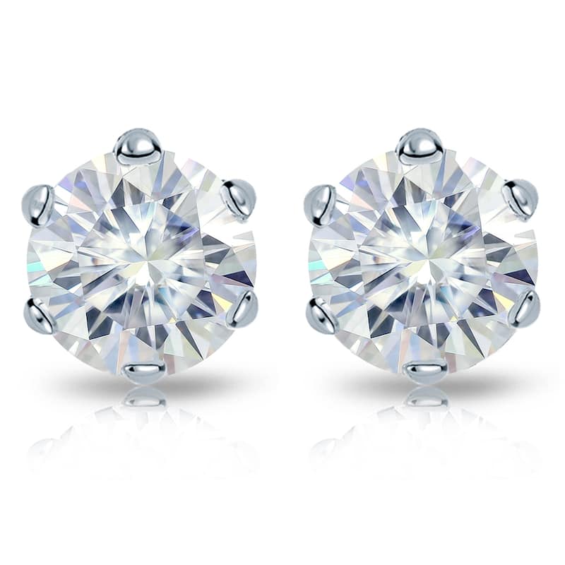 Auriya 3 1/2ctw Round Moissanite Stud Earrings 14k Gold - 7.8 mm