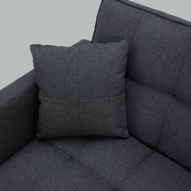 AVAWING 74" Modern Tufted Convertible Futon Sofa Bed with 2 Pillows