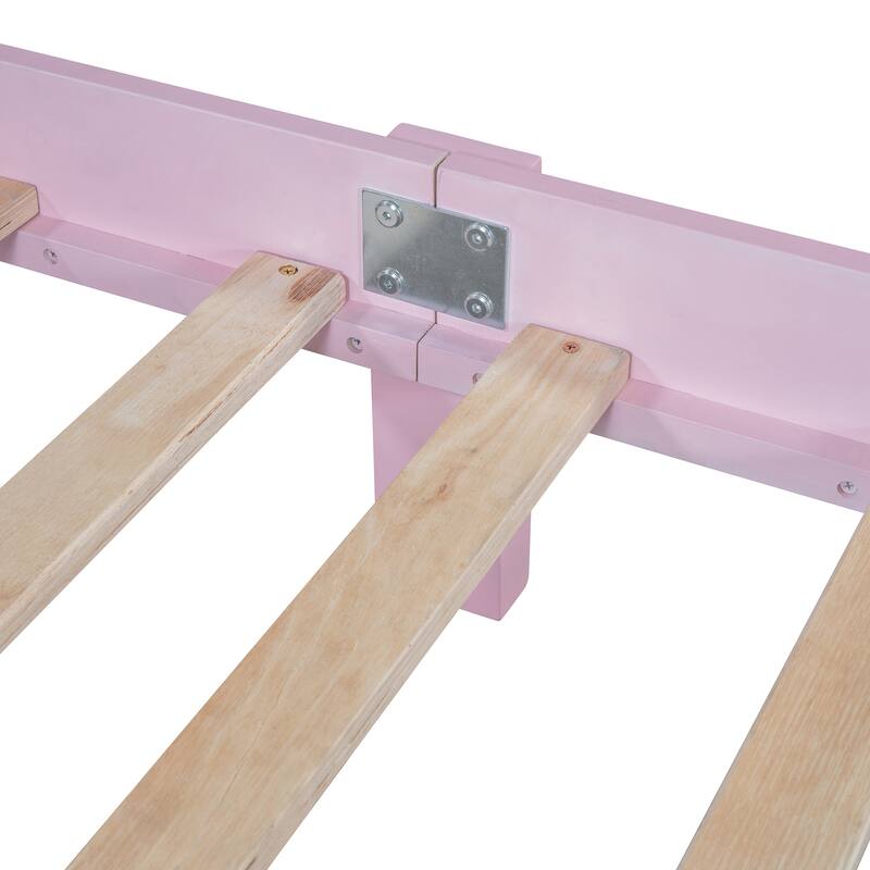 Wood Platform Bed Frame with Rectangular Headboard