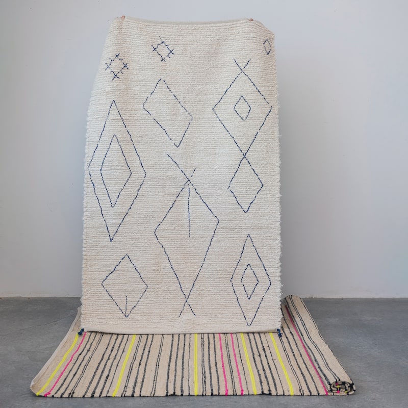 Jute and Cotton Striped Rug - 84.0"L x 60.0"W x 0.5"H