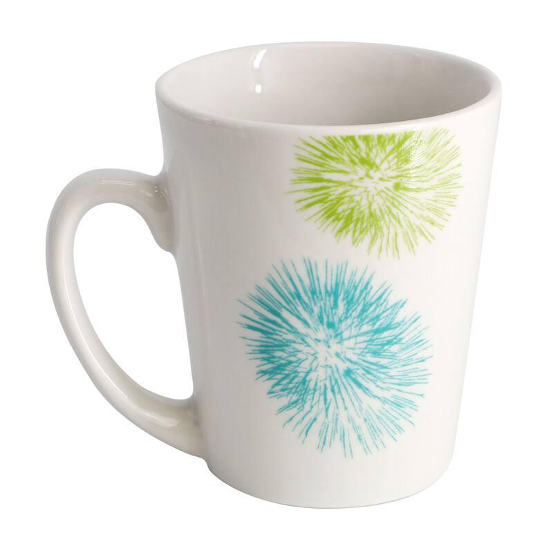 Gibson Home Blue Meadow 12 Piece Fine Ceramic Dinnerware Set in White with Colored Accents