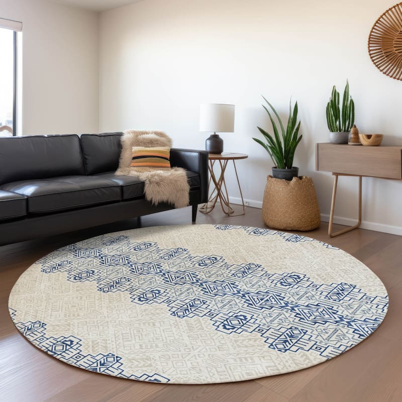 Machine Washable Indoor/ Outdoor Moroccan Boho Chantille Rug