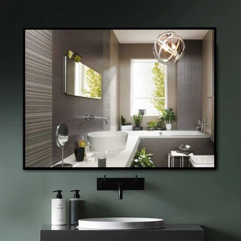 Modern Large Black Rectangle Wall Mirrors for Bathroom Vanity Mirror