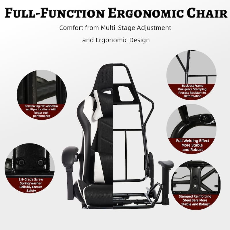 E-sports Gaming Chair Sports Car Driving Seat PU Material Moulded Sponge Comfortable and Safe With Massage