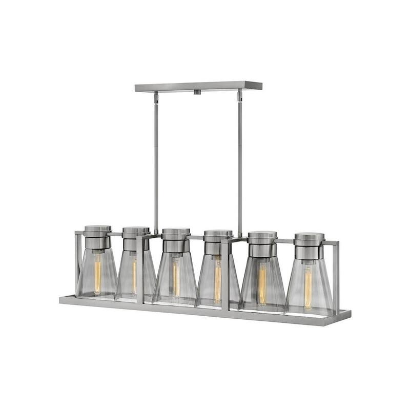 Hinkley Lighting 6 Light 43-3/4" Wide Linear Chandelier with Smoked - Brushed Nickel