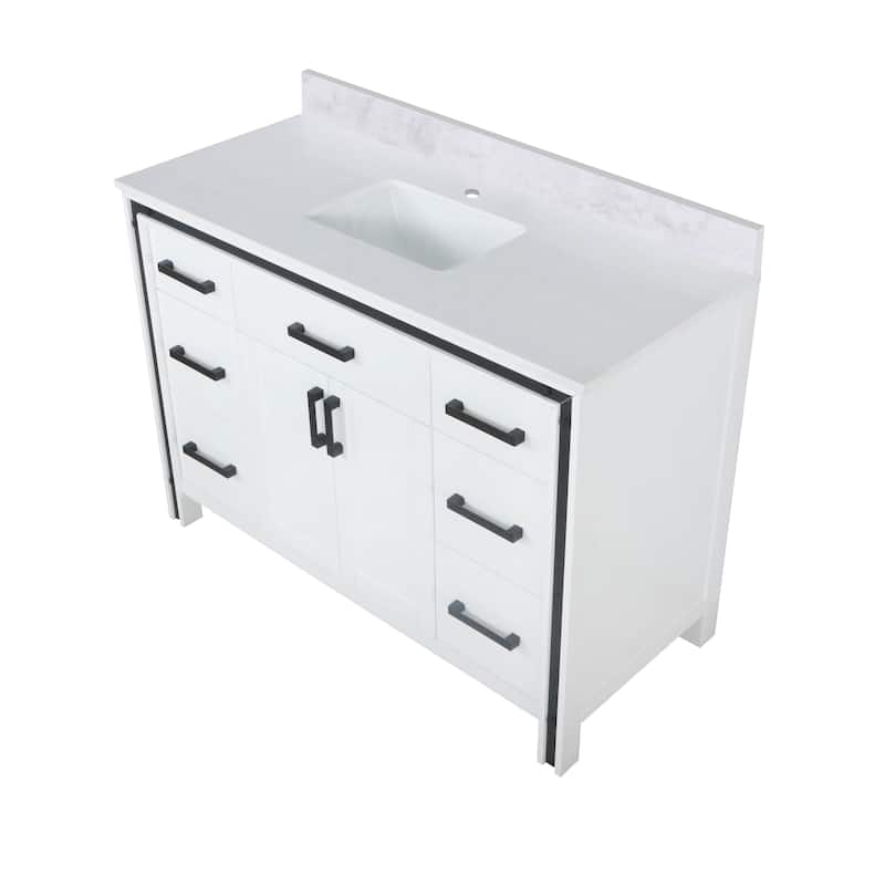 Ziva 48 in W x 22 in D White Bath Vanity and White Quartz Top