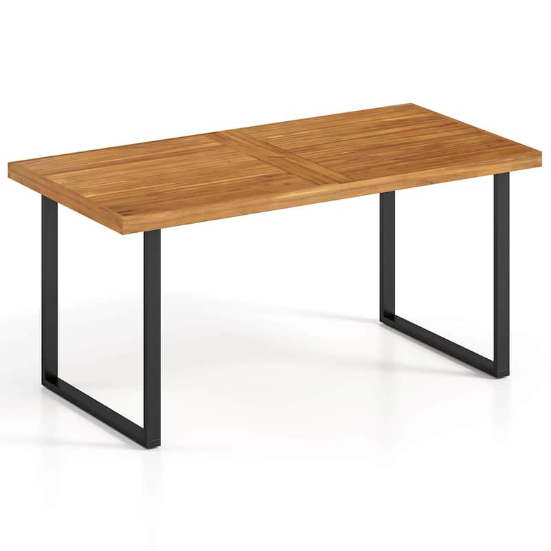Costway 63" Acacia Wood Dining Table with Heavy-Duty Metal Legs 1.97" - See Details