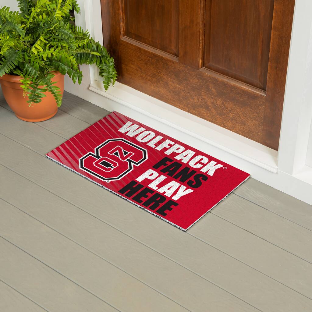 28 in. x 16 in. North Carolina State University "Fans Play Here" PVC Door Mat