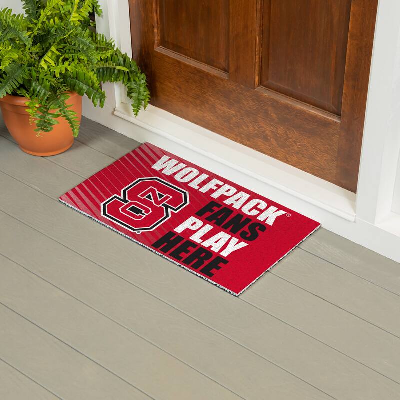 28 in. x 16 in. North Carolina State University "Fans Play Here" PVC Door Mat