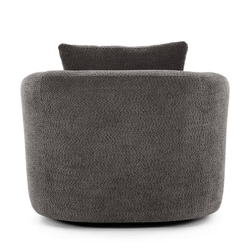 Chenille Upholstered Swivel Barrel Sofa Chair
