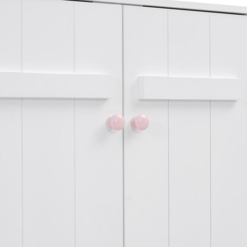 Wooden Wardrobe Cabinet,Storage Armoires with Hanging Rod,Doors,for Kids