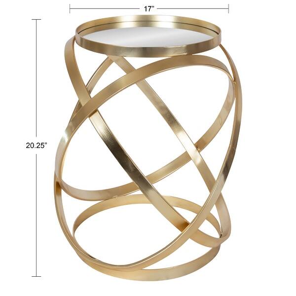 Kate And Laurel Marea Gold Metal Mirrored Round Accent Side Table