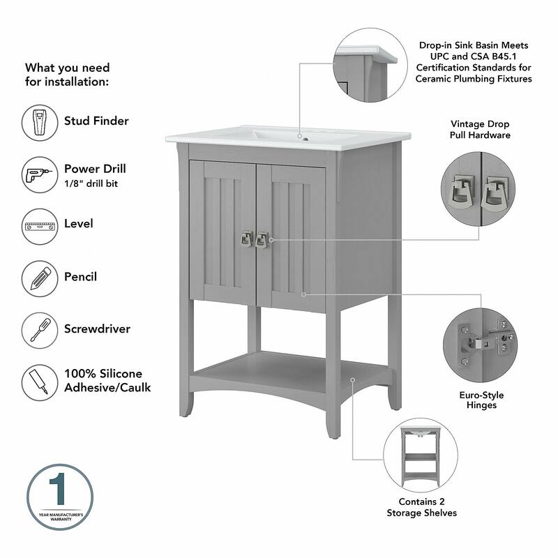 Salinas 24W Bathroom Vanity with Sink by Bush Furniture