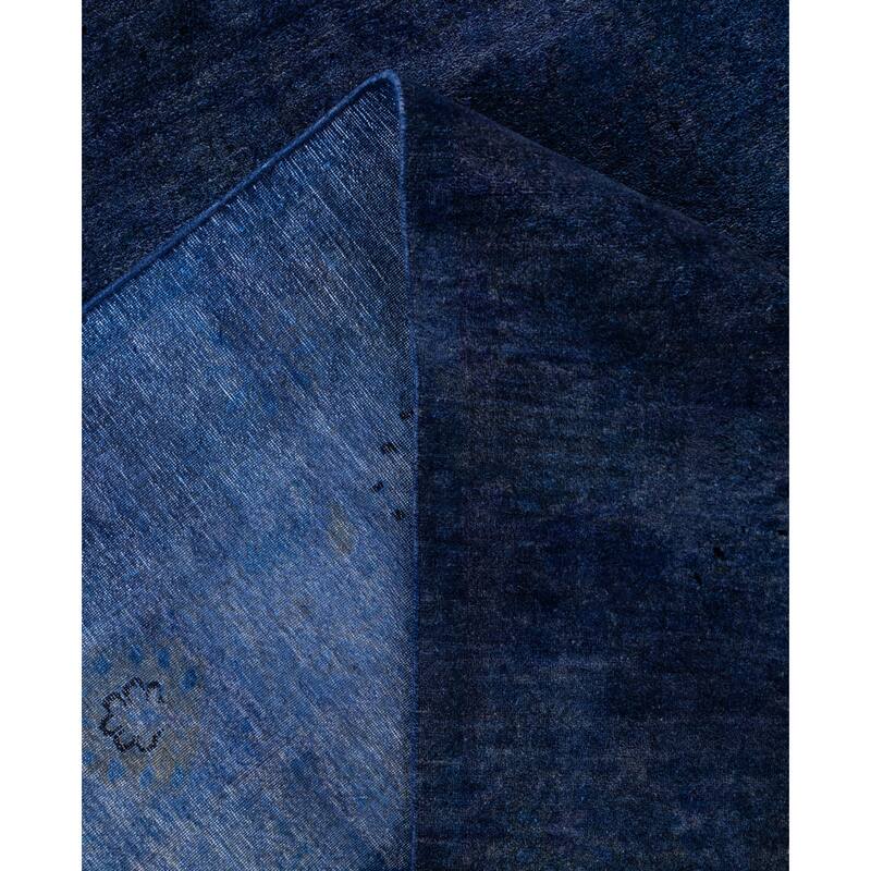 Overdyed One-of-a-Kind Hand-Knotted Square Area Rug - Blue - 7' 10" x 8' 1"