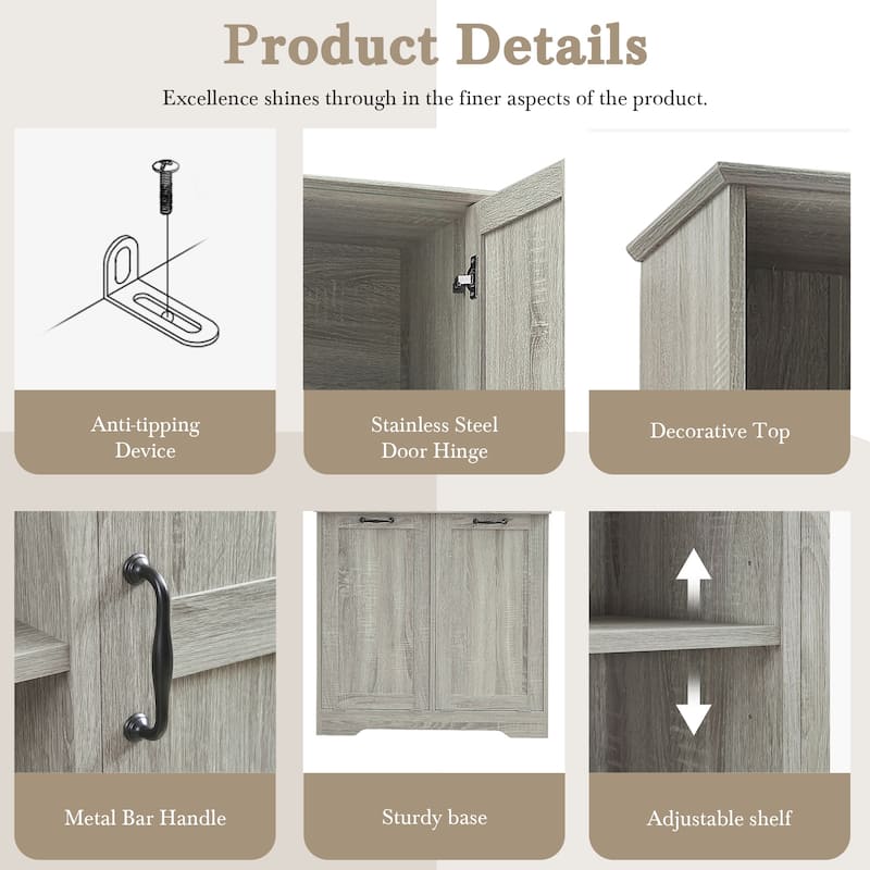 Bathroom Storage Cabinet with Doors and Drawers