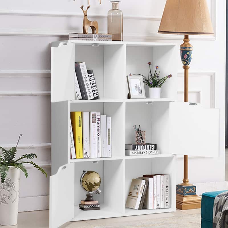 Costway 6 Cube Bookcase Cabinet Wood Bookcase Storage Shelves Room