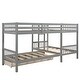 preview thumbnail 9 of 24, Twin Over Twin Size L-Shaped Bunk Bed with 2 Upper Bed and 2 Bottom Beds, Wooden Bunk Bed with Drawers, Ladder and Guardrails