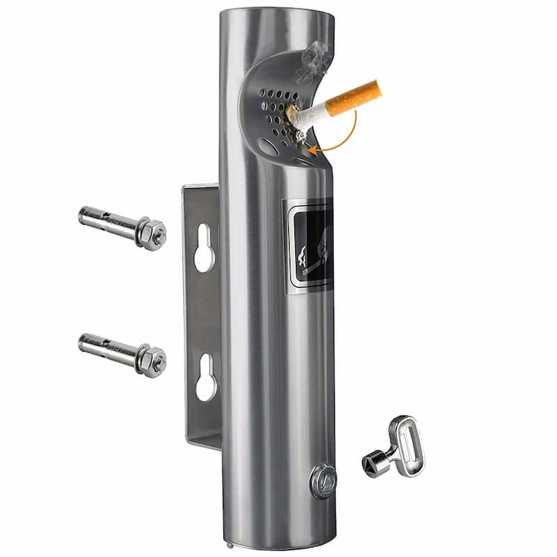 ELITRA Wall Mounted Outdoor Cigarette Butt Receptacle - Silver