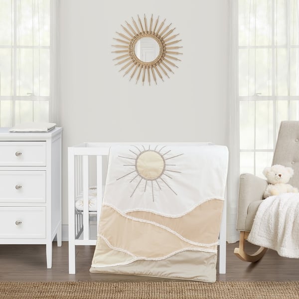 slide 2 of 6, Sweet Jojo Designs Boho Desert Sun Taupe Boy Girl Gender Neutral Unisex 3pc Mini Crib Bedding Set Beige Ivory Bohemian Mountain