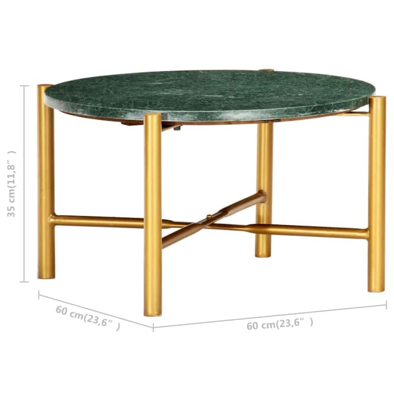 vidaXL Coffee Table Real Stone with Marble Texture Table Furniture Green/White - 23.6"x23.6"x13.8"