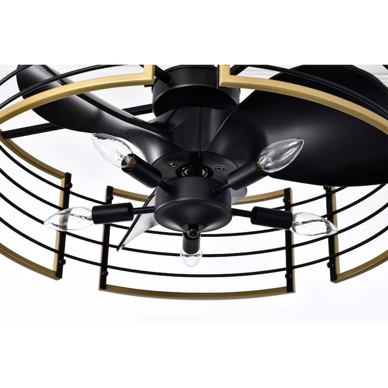 Veit 24 Inch Matte Gold Cage Design Fandelier - N/A