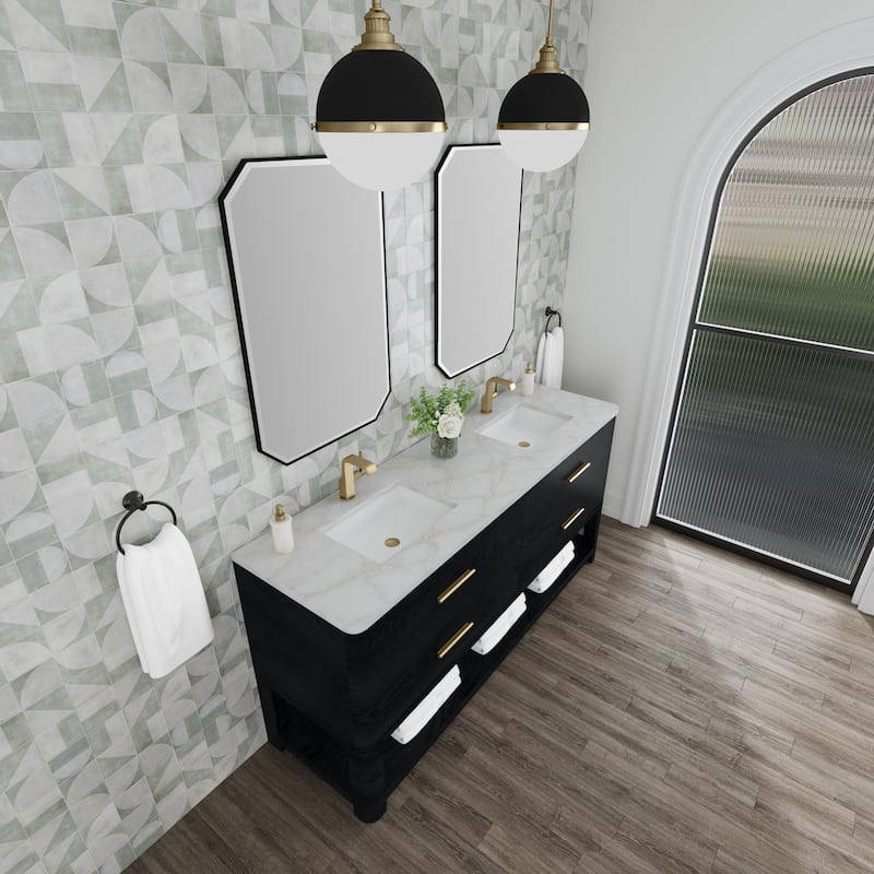 James Martin Vanities Lucian 72" Double Vanity, Carbon Oak - Victorian Silver