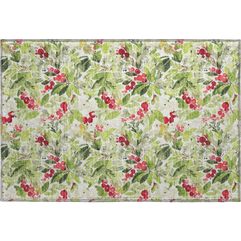 Premium Washable Super Soft Christmas Holly Mayfield Rug