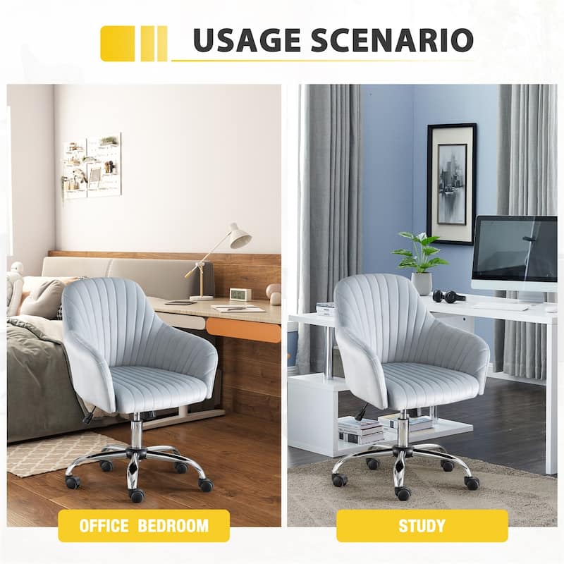Modern Velvet Home Office Leisure Desk Swivel Chair with Adjustable Height