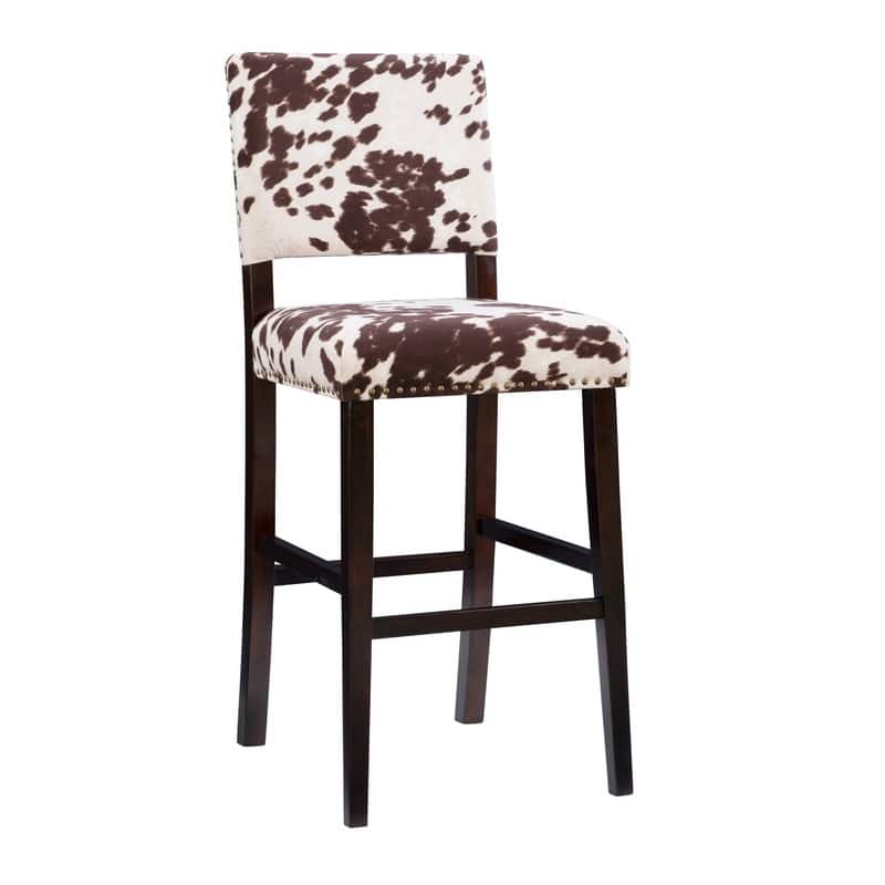 Holcombe Stationary Bar Stool Cattle Print Upholstery