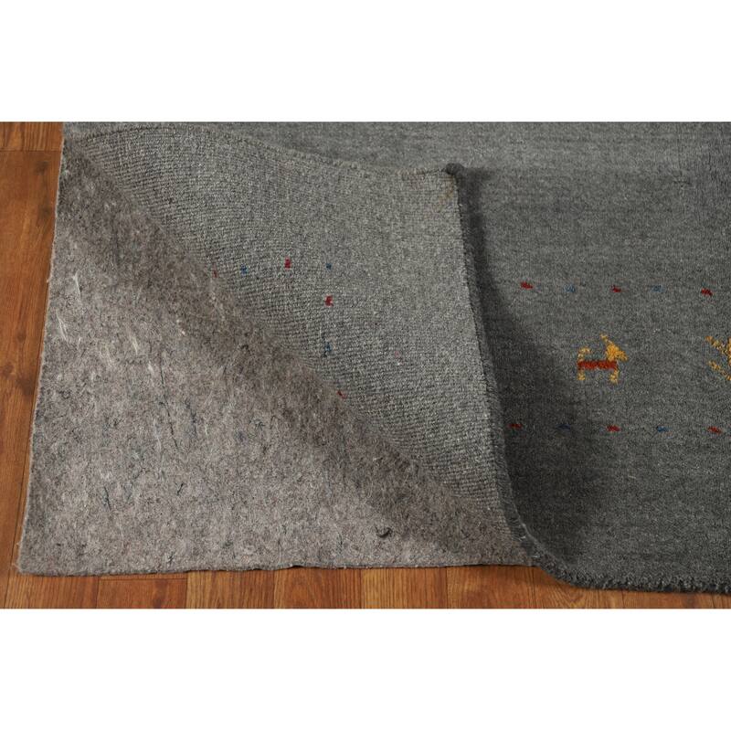 Tribal Gray Gabbeh Indian Area Rug Handmade Wool Carpet - 4'9" x 7'10"