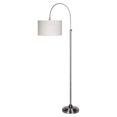 Porter 76.5" Adjustable Floor Lamp with Linen Shade, Pewter