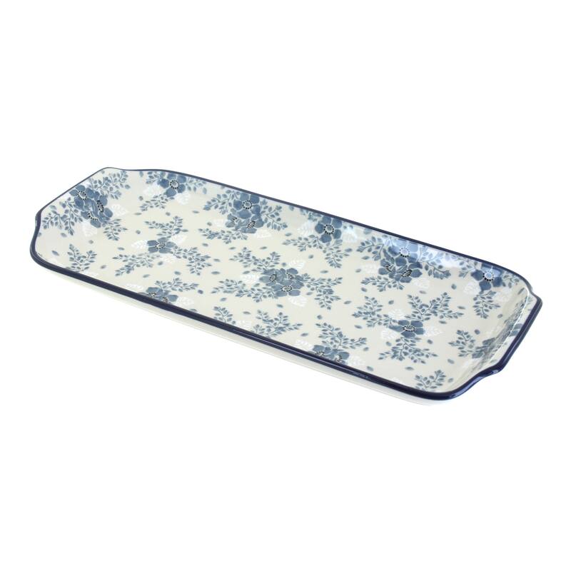 Blue Rose Polish Pottery 410 Ceramika Artystyczna Bread Tray - Blue Fleur