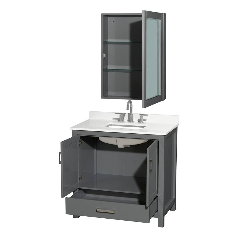 Wyndham Collection WCS141436S-QTZ-US3MED Sheffield 36" Free Standing